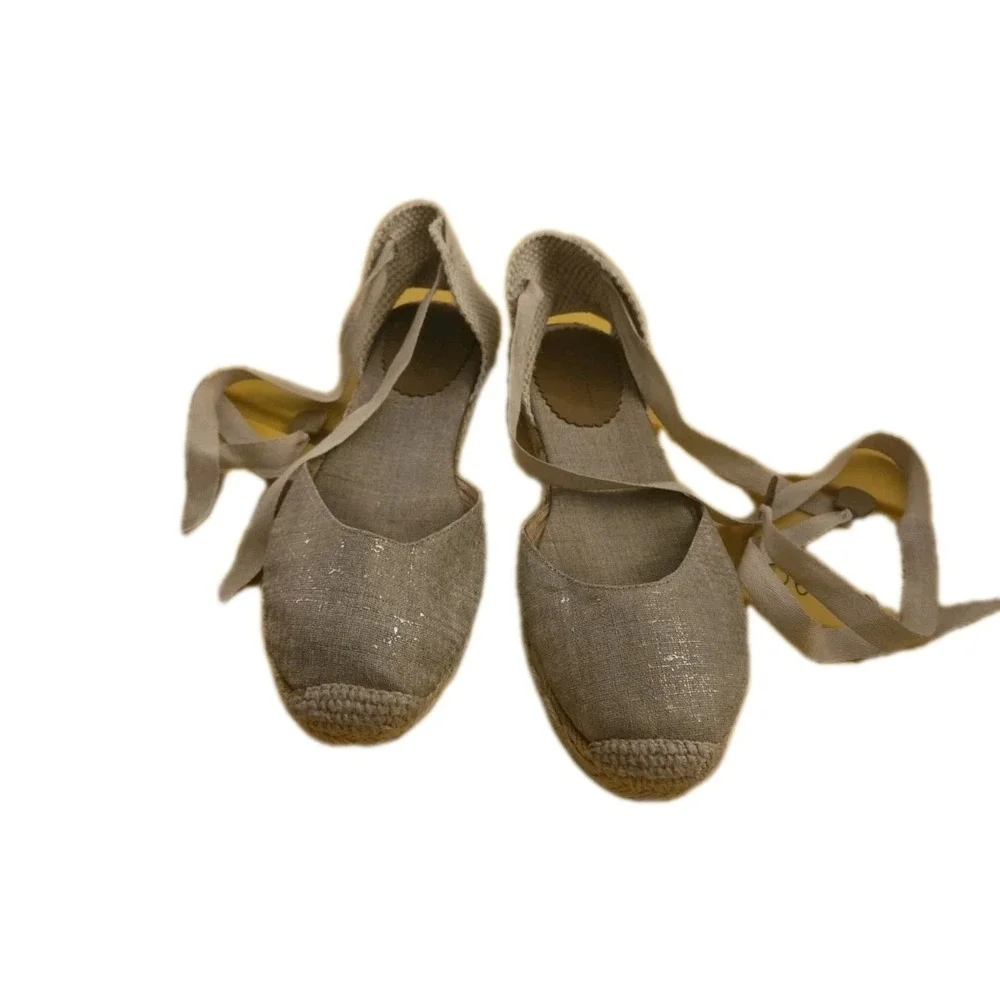 J.Crew, Ballet‎ Style, Size 8 Espadrilles (Ankle-Tie Canvas)